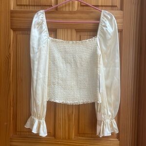 Reformation Cream Square Neck Blouse